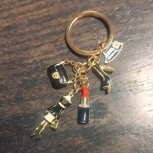 Gold Charm Keychain with Fashion Accessories